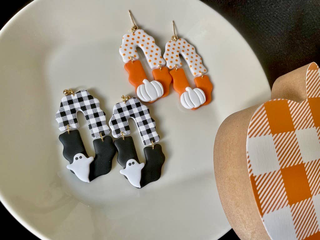 Pumpkin or Ghost Fall Clay Earrings