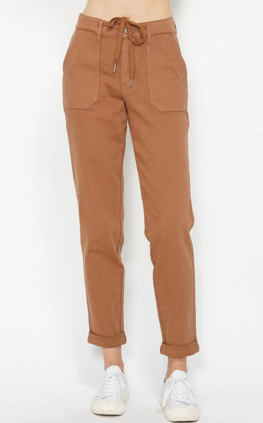 Judy Blue High Waist Garment Dyed Camel Double Cuff Jogger Denim JB88857 C *FINAL SALE*