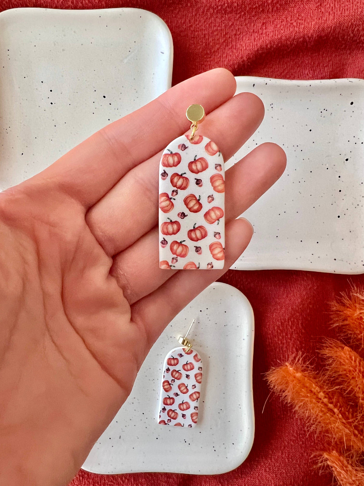 Pumpkin Patch Clay Earrings, Pumpkin Clay Earrings