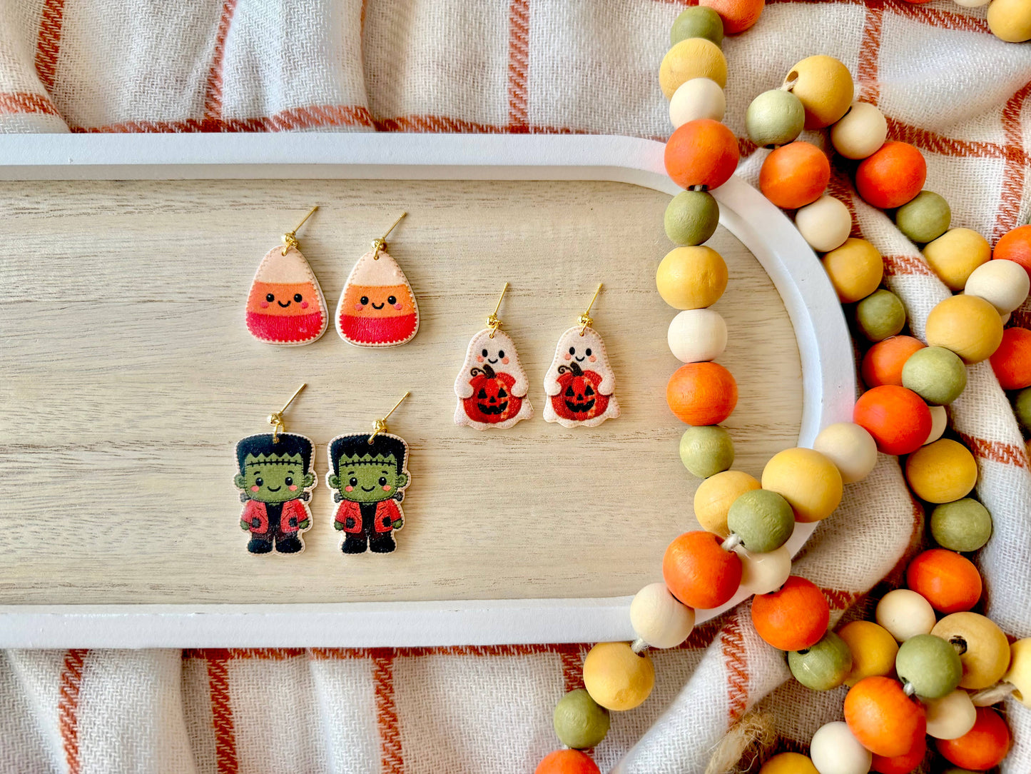 Candy Corn Earrings, Frankenstein Earrings, Ghost Earrings