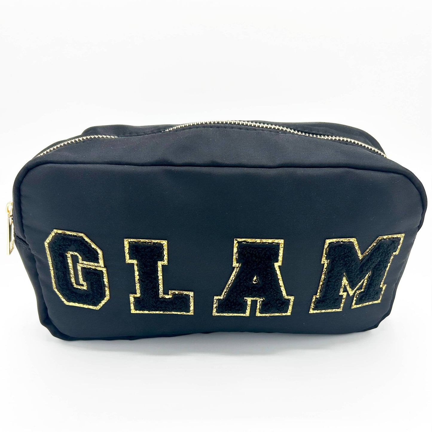 Cosmetic or Toiletry Bag with Varsity Letter Patches