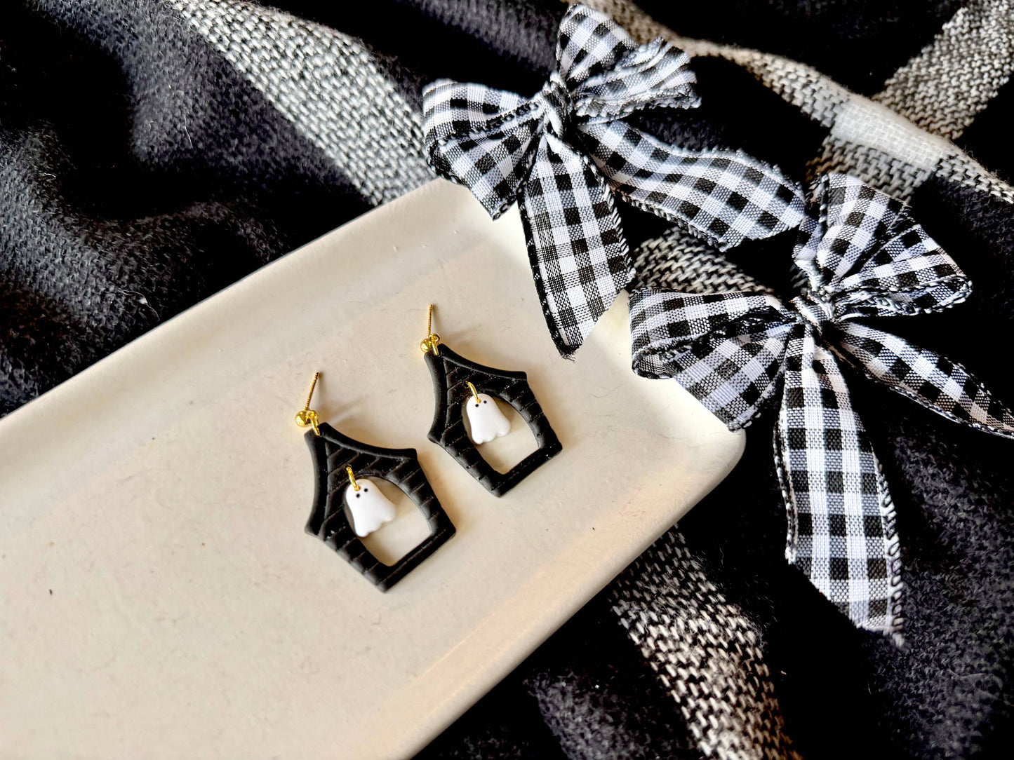 Haunted House Earrings, Halloween Earrings, Spooky Earrings