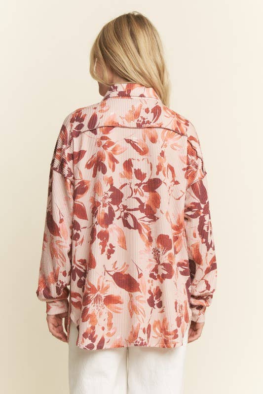 FLORAL URBAN RIBBED BUTTON DOWN