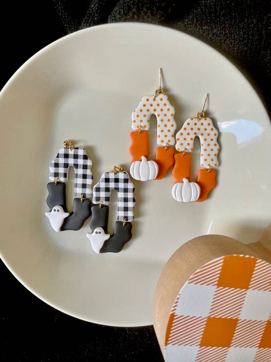 Pumpkin or Ghost Fall Clay Earrings