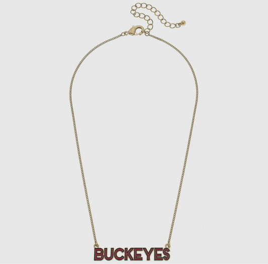 *PREORDER Buckeye outline enamel necklace
