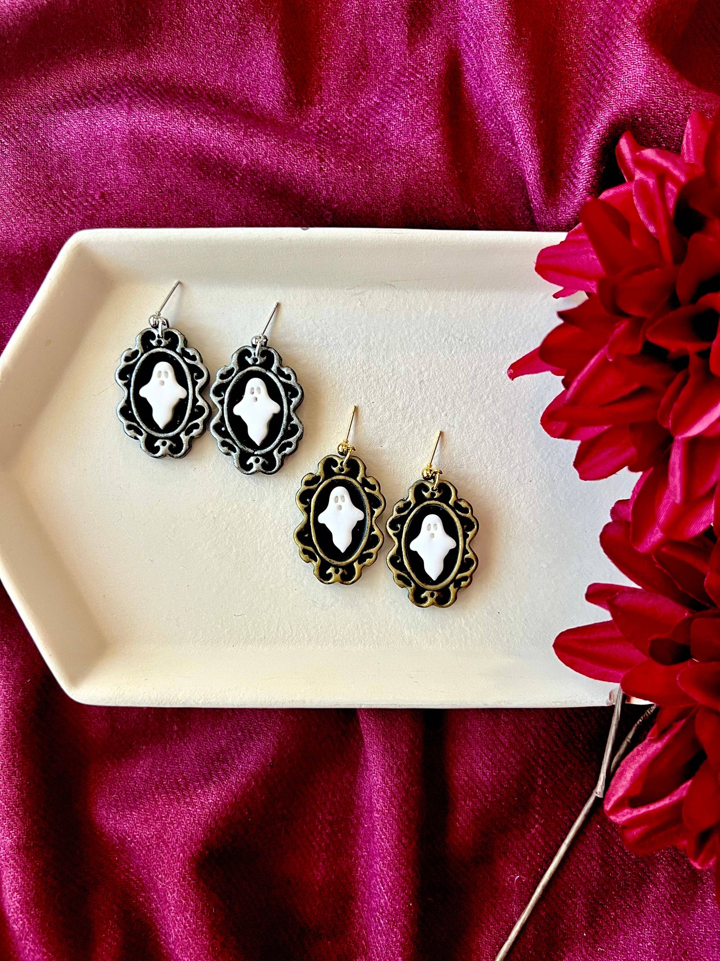 Ghost Frame Earrings, Framed Ghost Earrings, Halloween