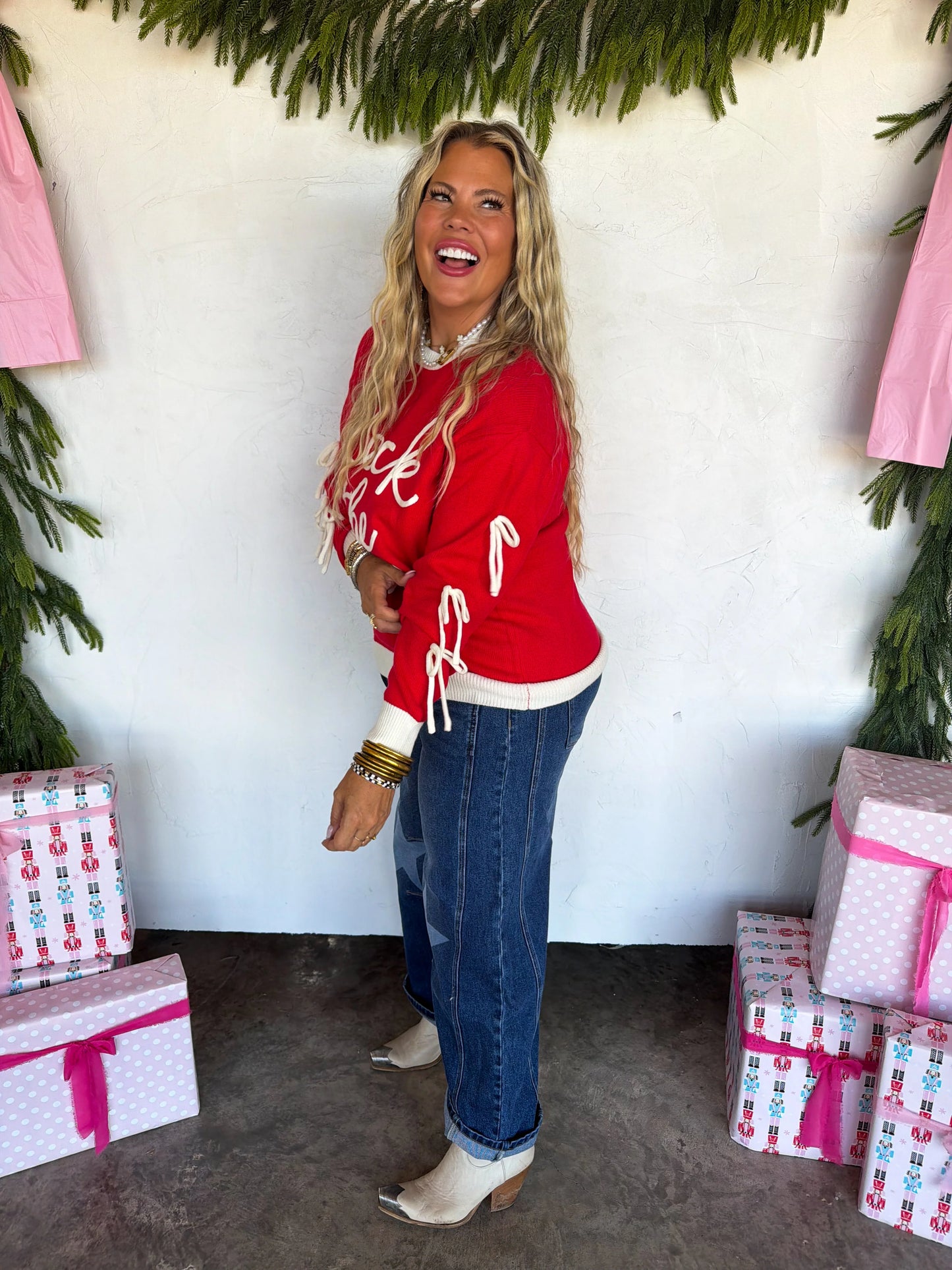 -PREORDER- DECK THE HALLS BOW SWEATER