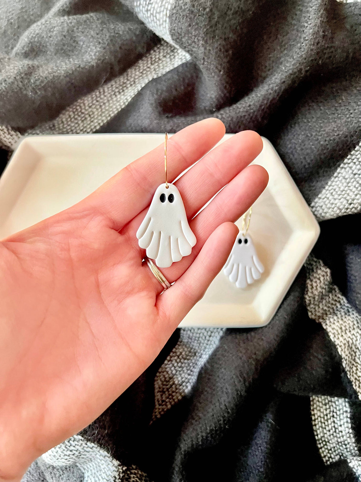 Sheet Ghost Earrings, Ghost Clay Earrings
