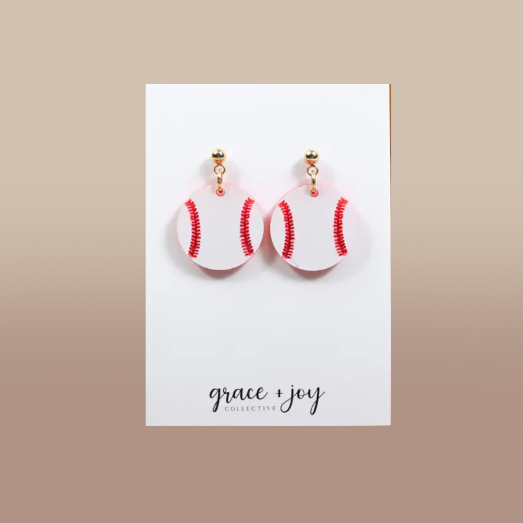 Baseball Earrings, Acrylic Earrings