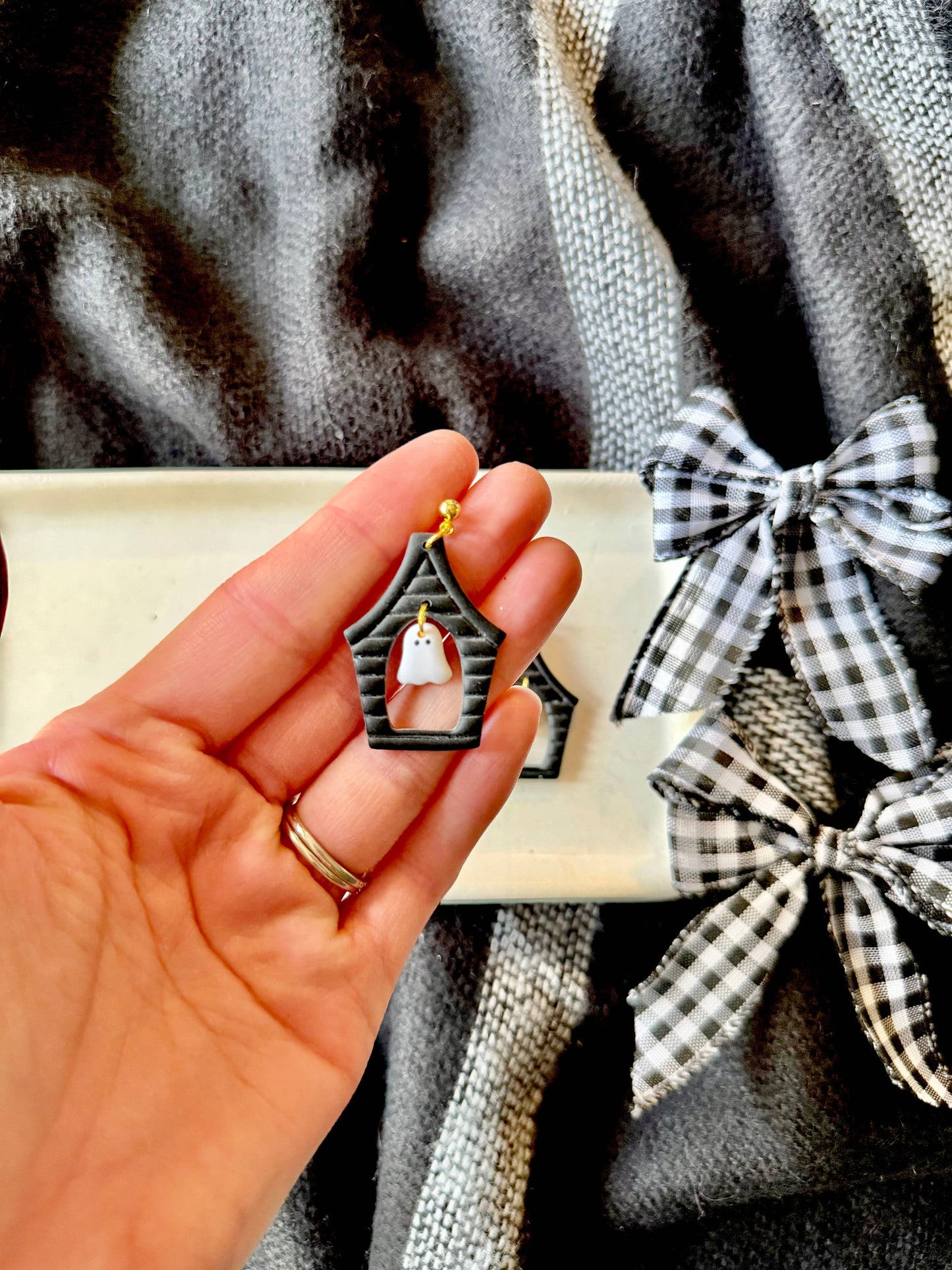 Haunted House Earrings, Halloween Earrings, Spooky Earrings