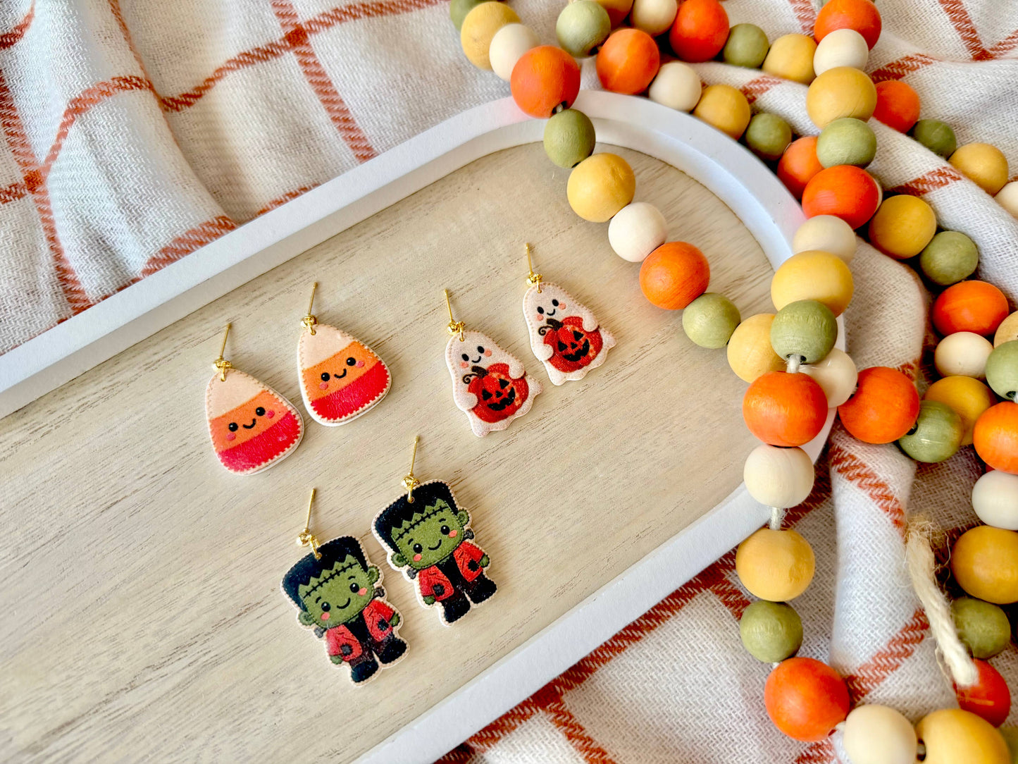 Candy Corn Earrings, Frankenstein Earrings, Ghost Earrings