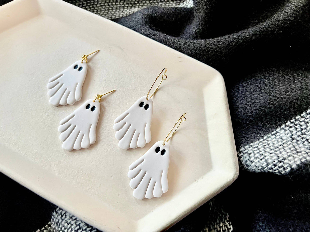 Sheet Ghost Earrings, Ghost Clay Earrings