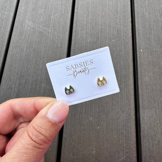 Cute Cat 18k Gold Plated Stud
