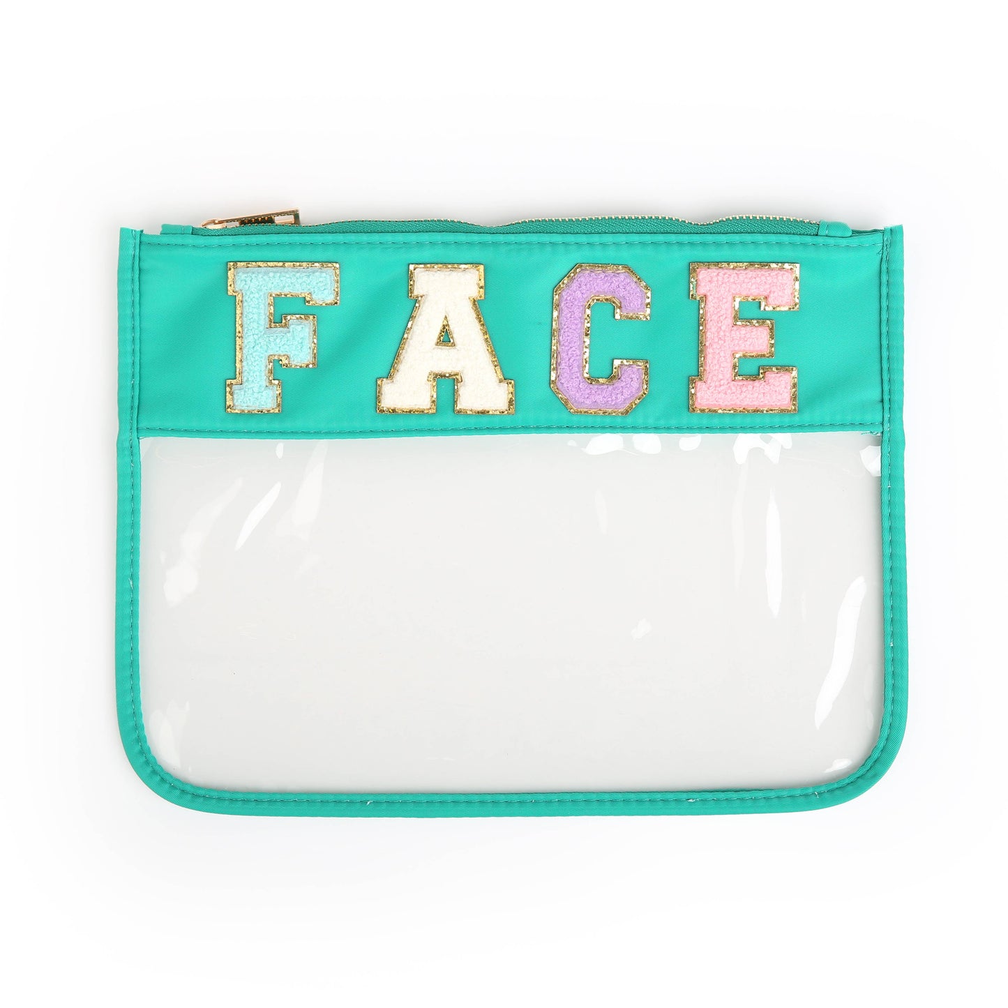 Varsity Letter Patch Clear Zippered Pouch Bag