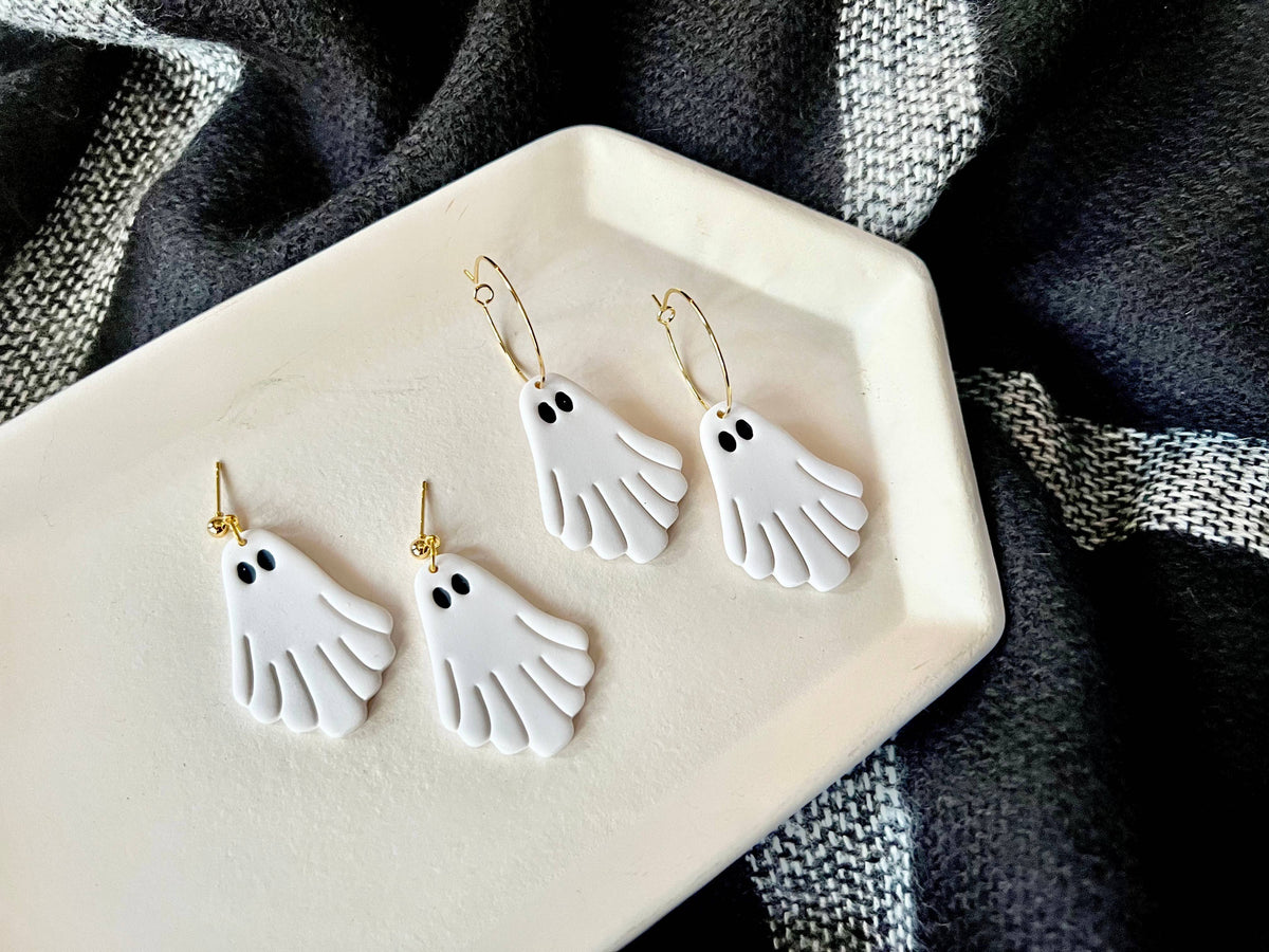 Sheet Ghost Earrings, Ghost Clay Earrings