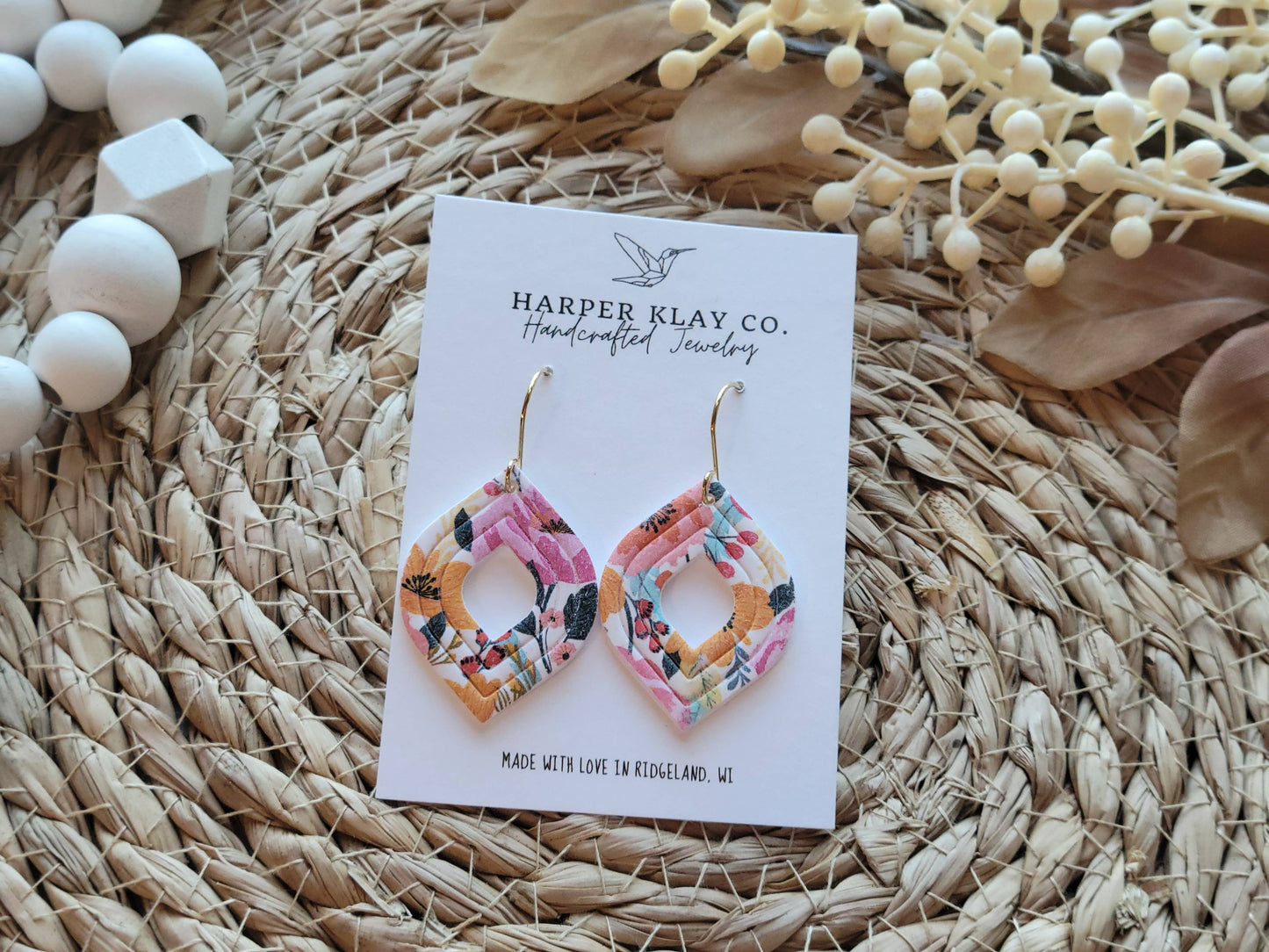The Floral Teardrop Set- Polymer Clay Dangle Earrings