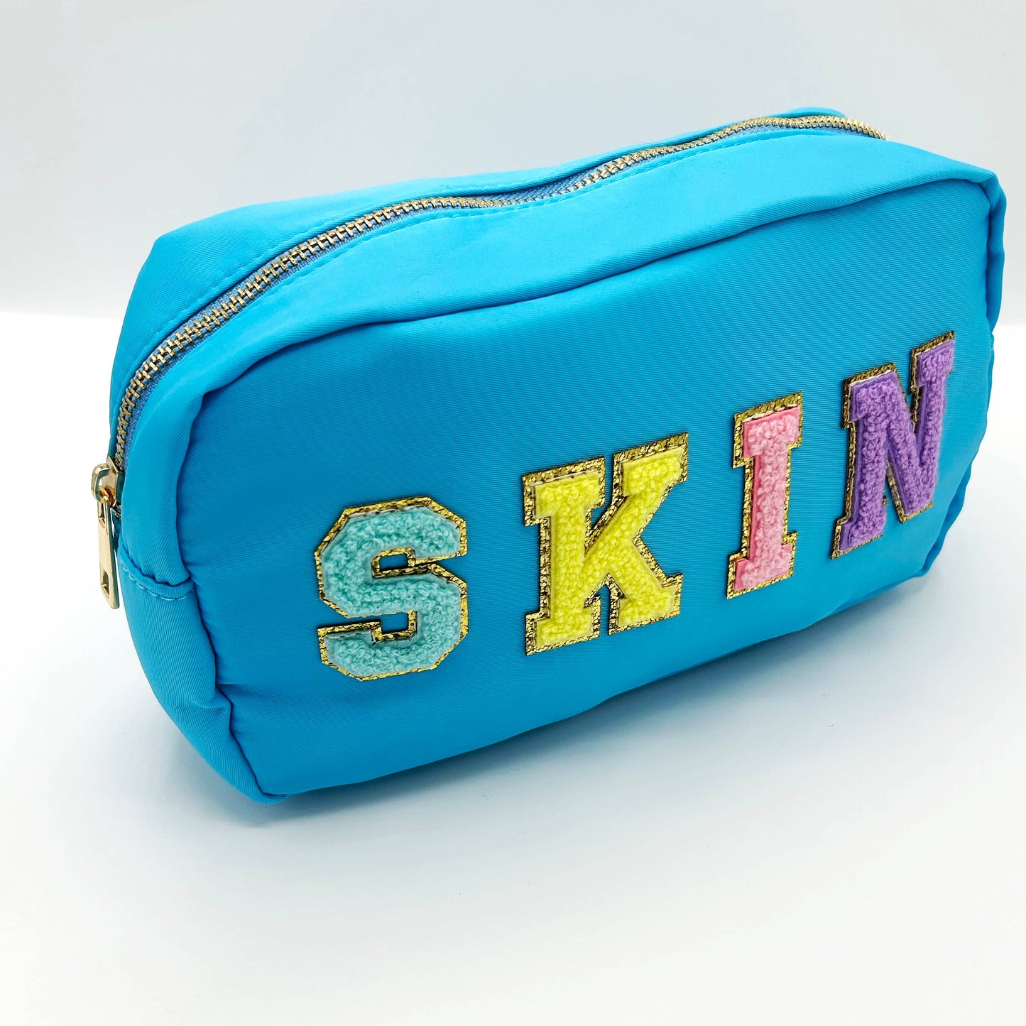 Cosmetic or Toiletry Bag with Varsity Letter Patches