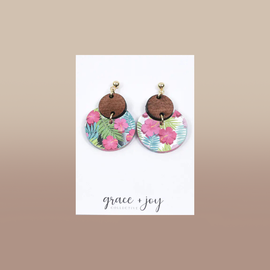 Floral Dangle Earrings, Acrylic Earrings Flower
