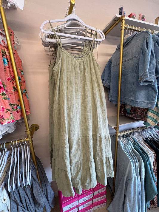 Sage Textured Long Dress *FINAL SALE*