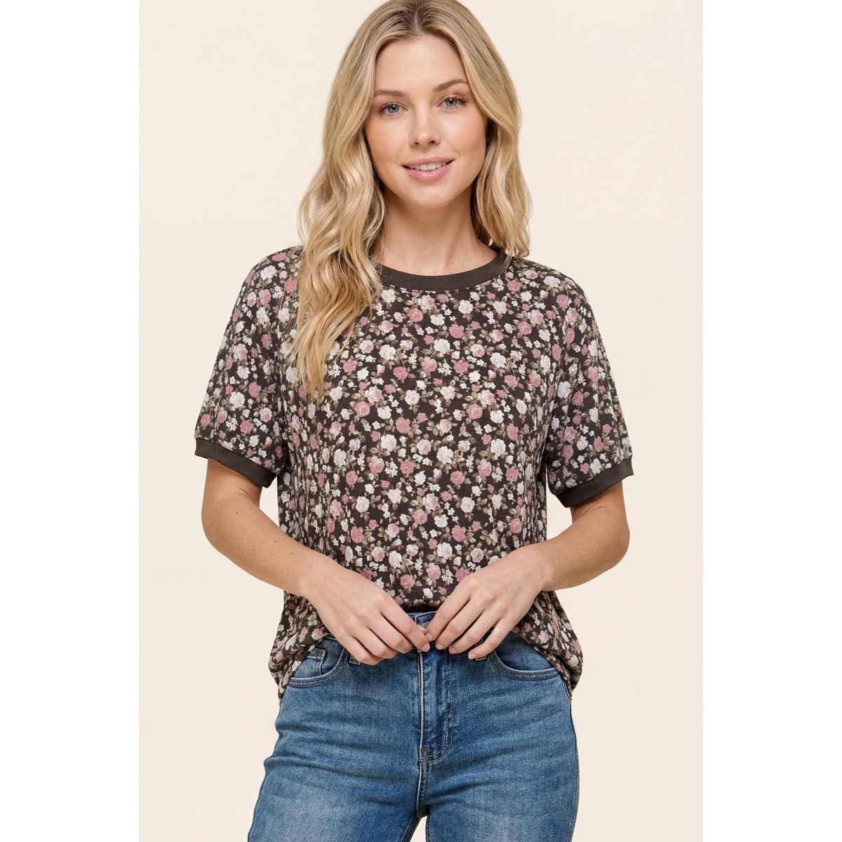 FLROAL PRINTED JERSEY TOP