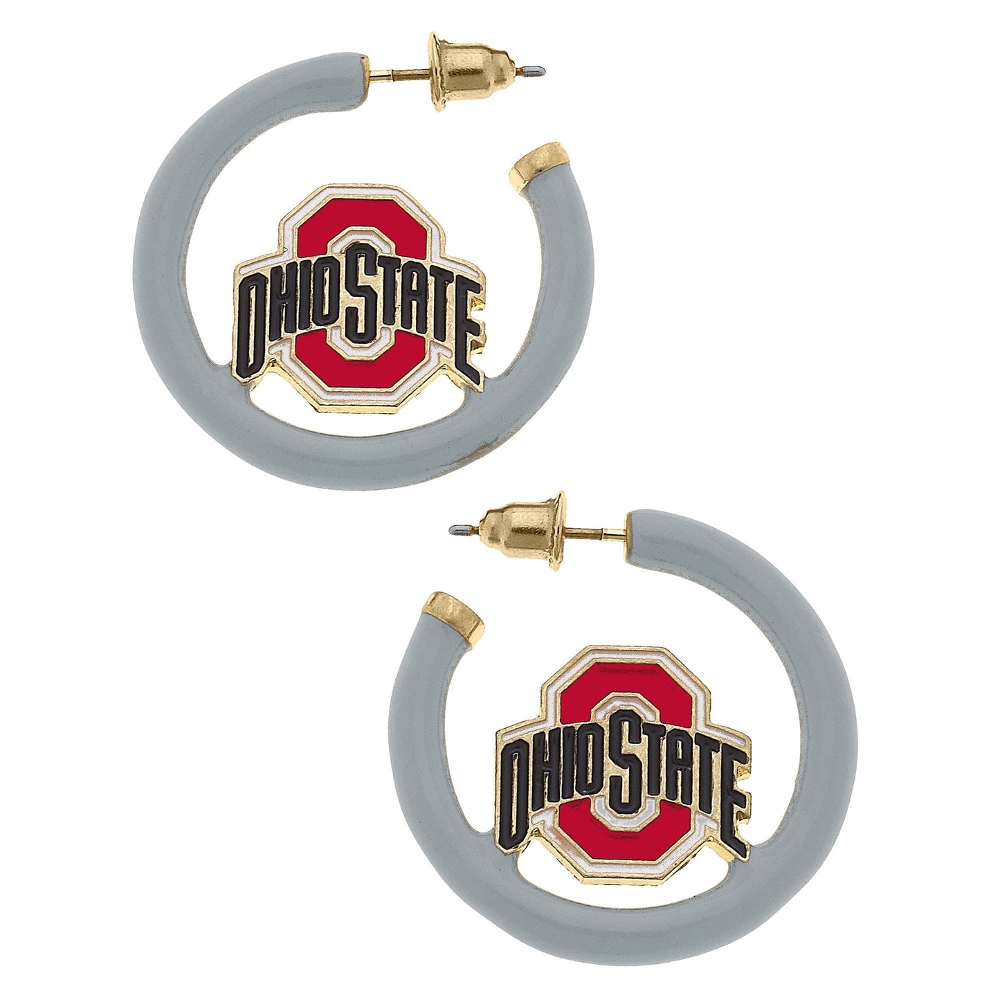 Ohio State Buckeyes Logo Enamel Hoop Earrings