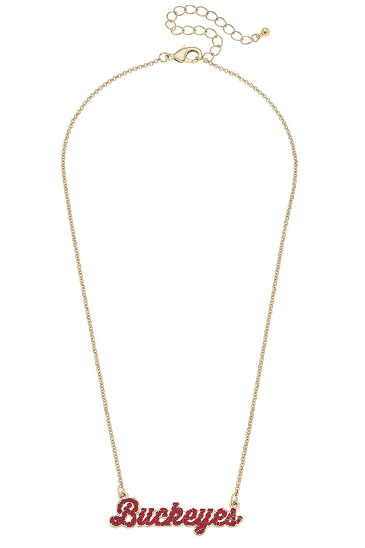 Ohio State Buckeyes Pave Autograph Enamel Necklace in Red