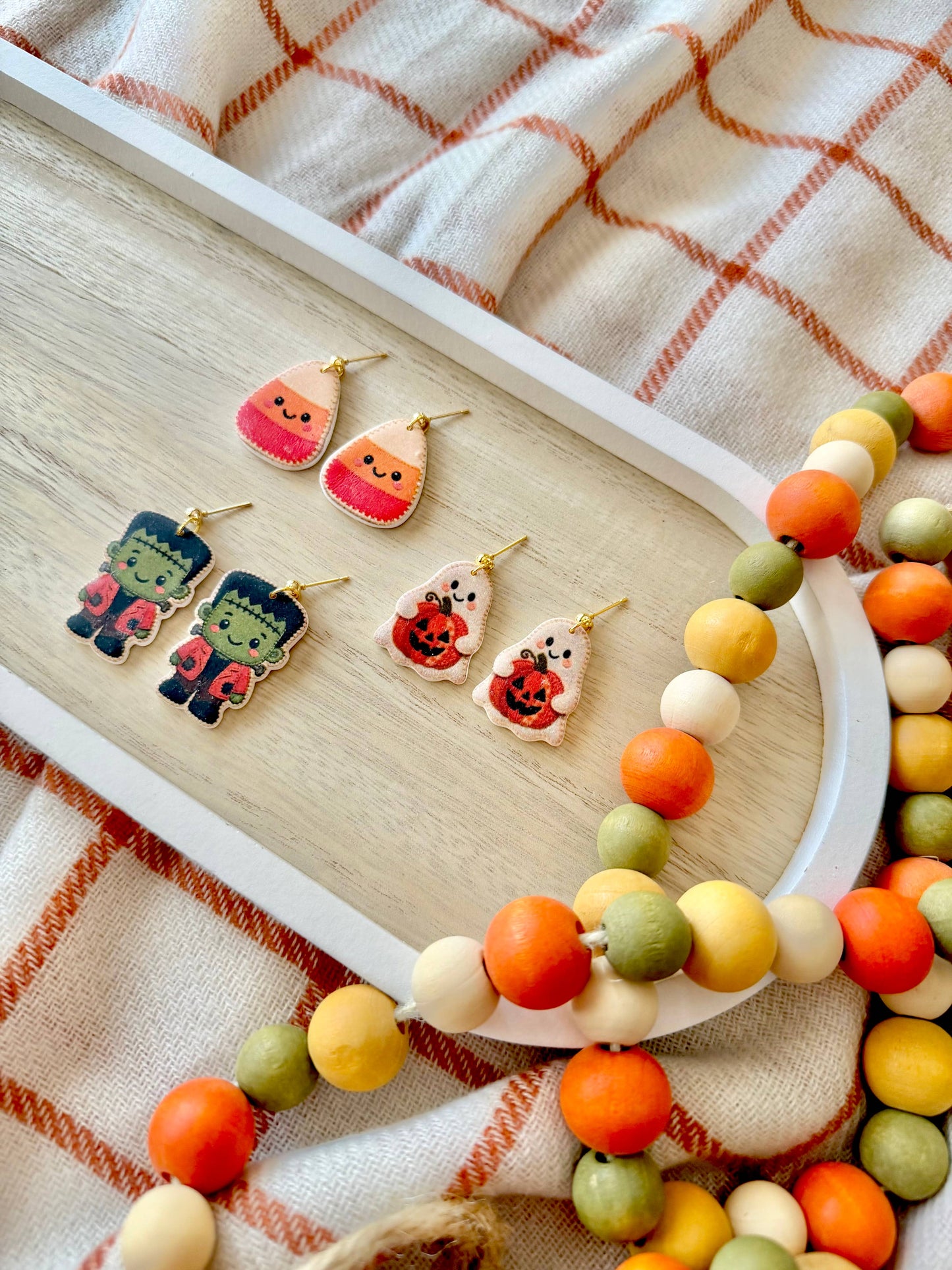 Candy Corn Earrings, Frankenstein Earrings, Ghost Earrings