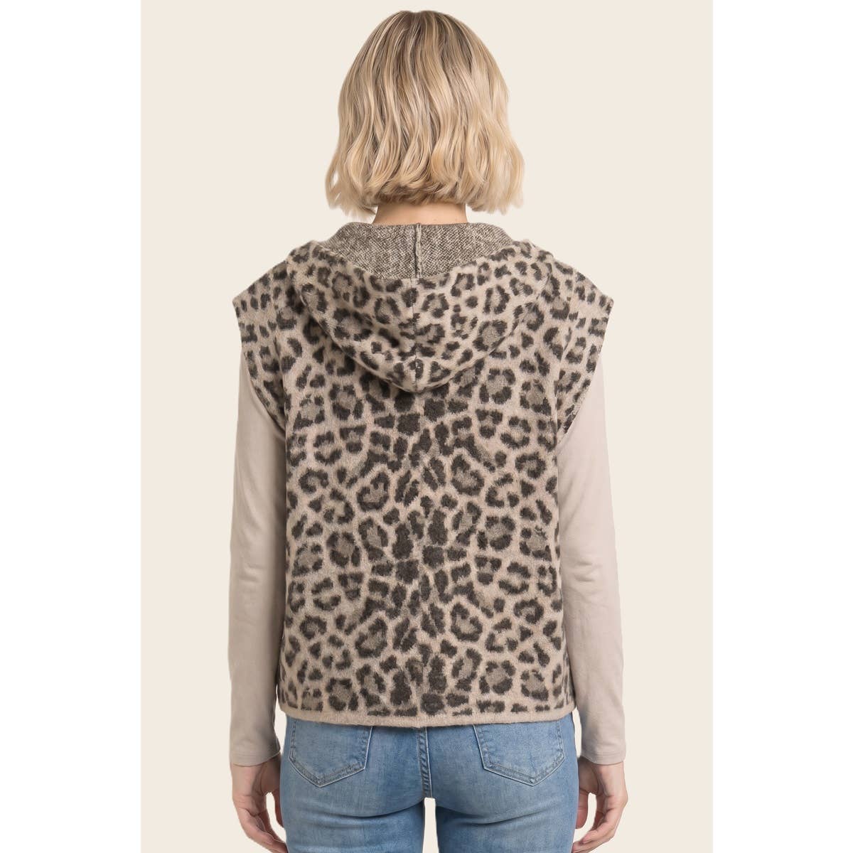 LEOPARD HOODIE SWEATER VEST