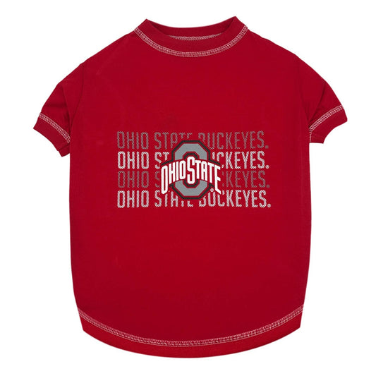 OHIO STATE BUCKEYES STRIPE TEXT TEE