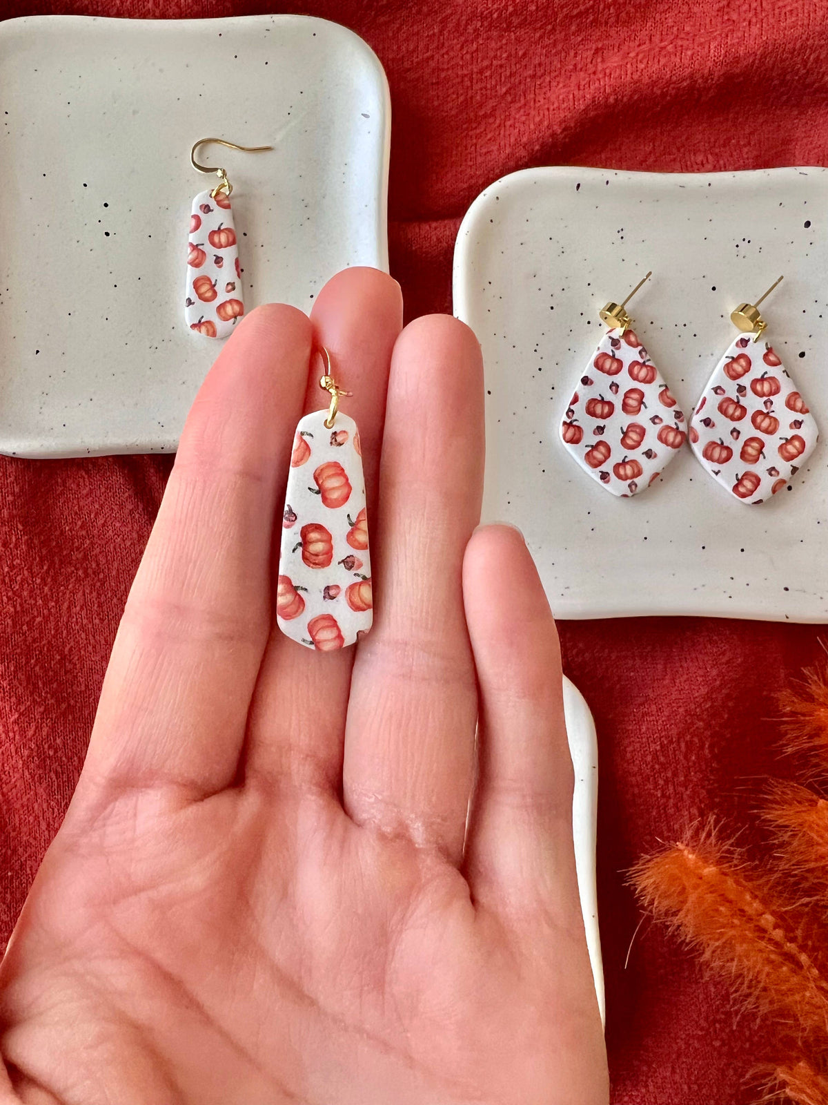 Pumpkin Patch Clay Earrings, Pumpkin Clay Earrings