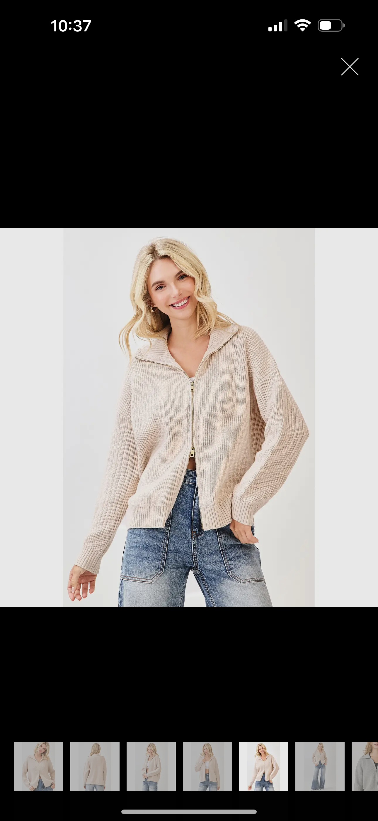 Cream Double Zip Sweater