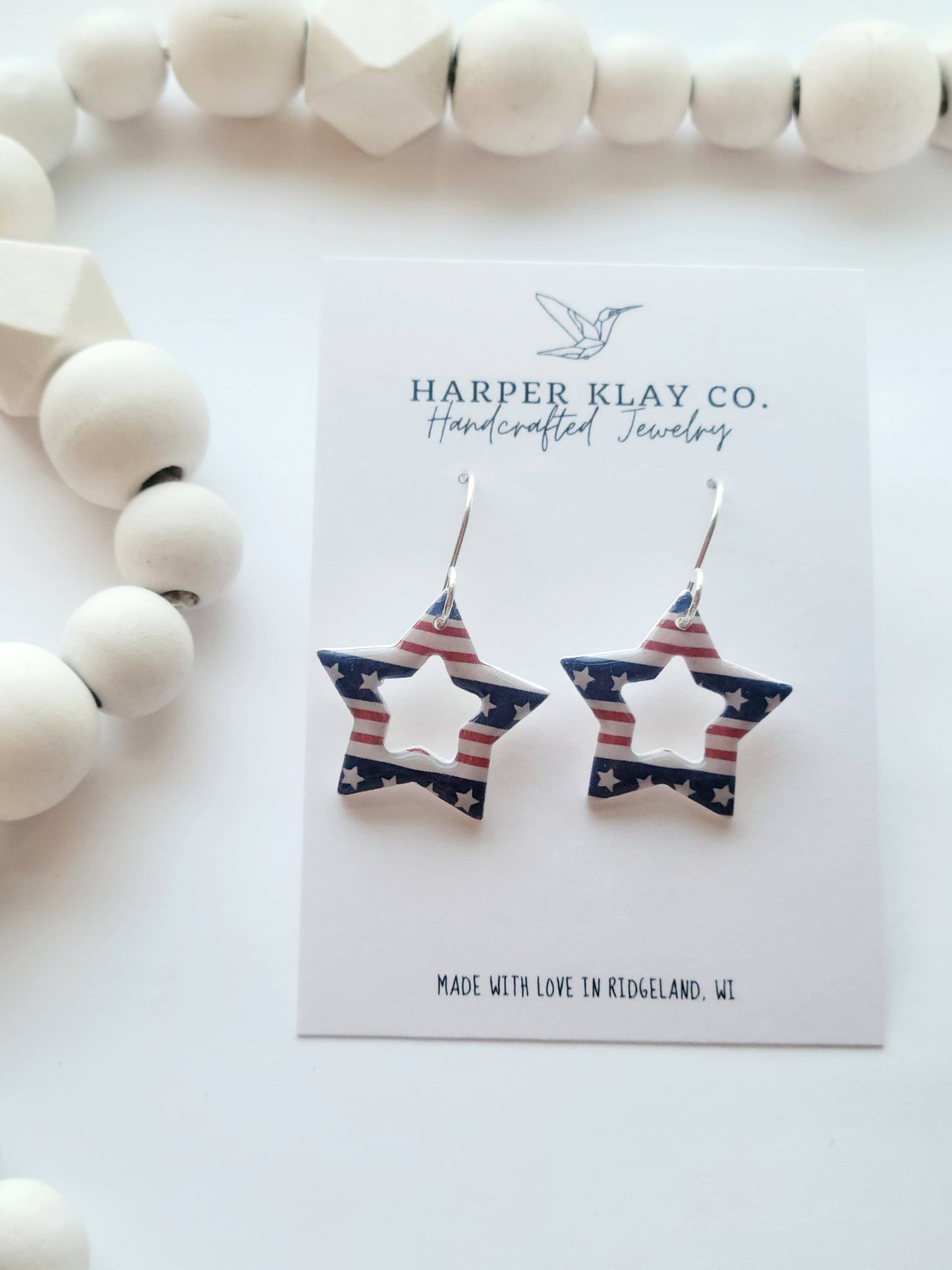 The Flag Star Set-Polymer Clay 4th of July Dangle Earrings