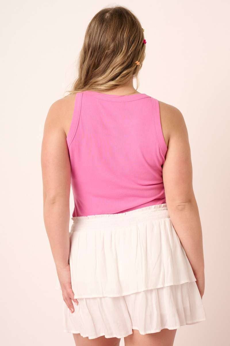 PLUS RIB KNIT ROUND NECK TANK
