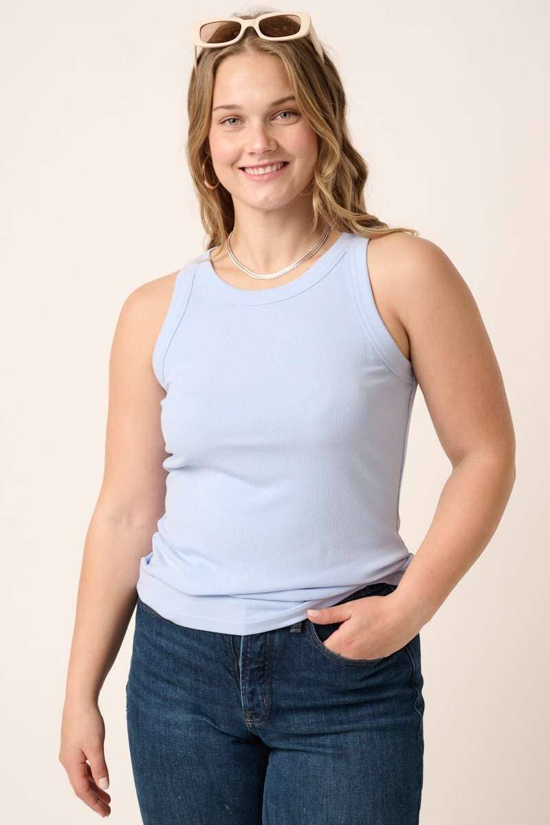 PLUS RIB KNIT ROUND NECK TANK