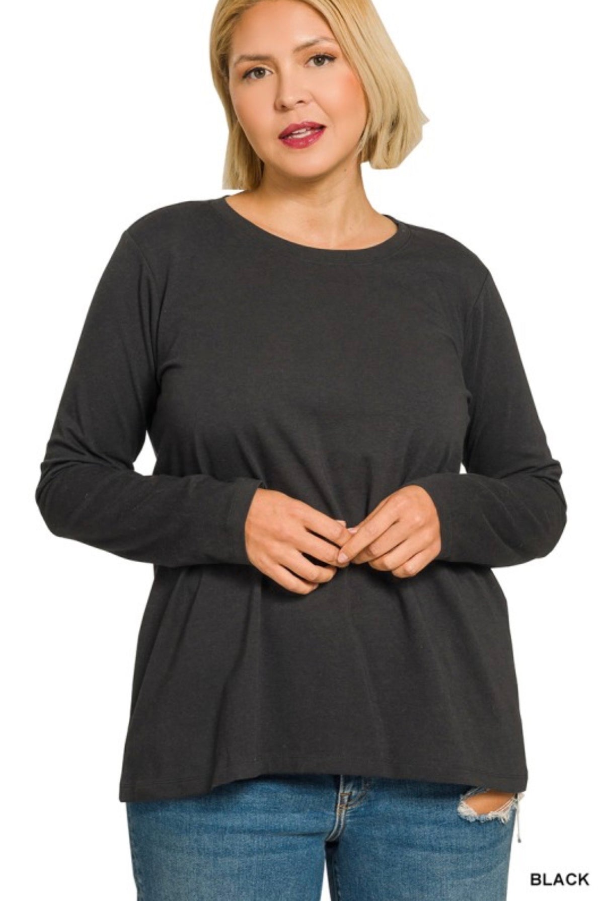 Crew Neck L/S T-shirt in Black