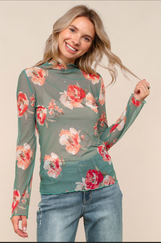 Floral Mesh Top