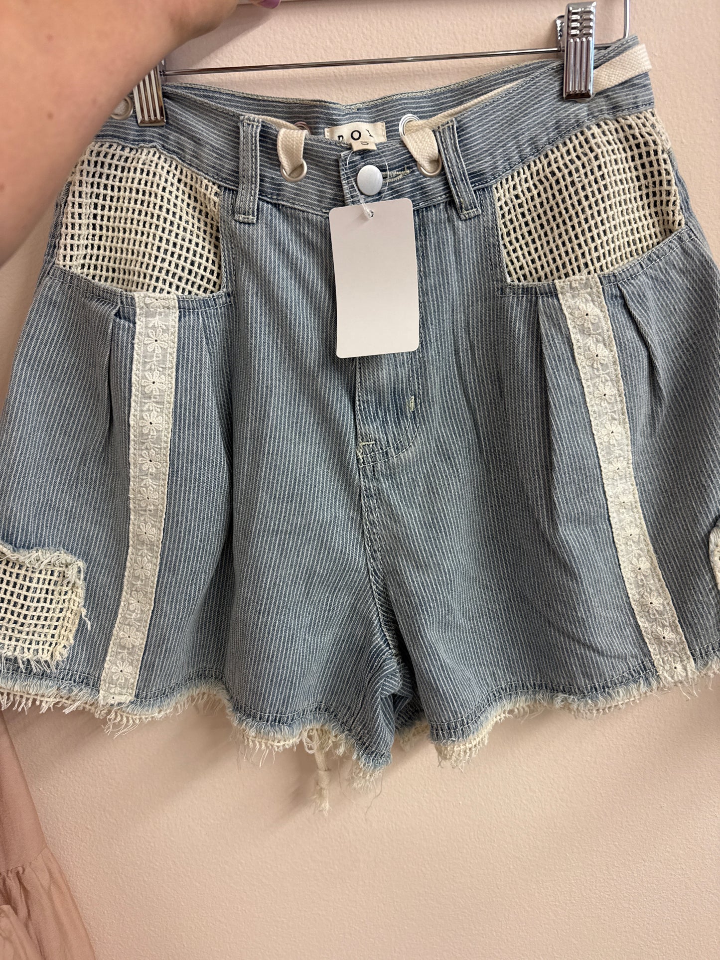 POL Striped Denim Shorts