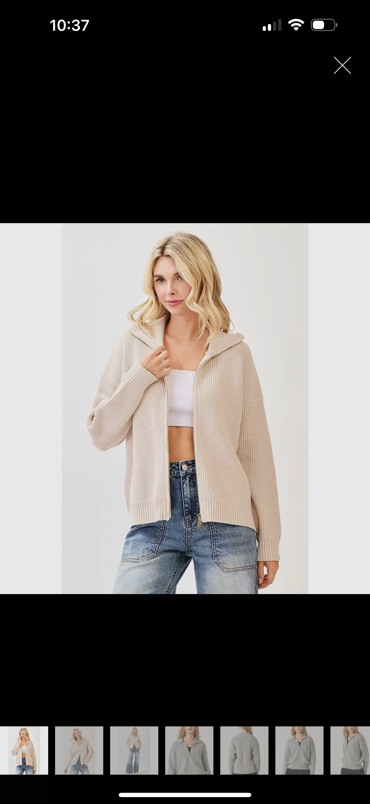 Cream Double Zip Sweater