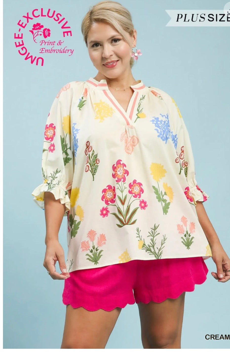 Cream Floral top-Final Sale