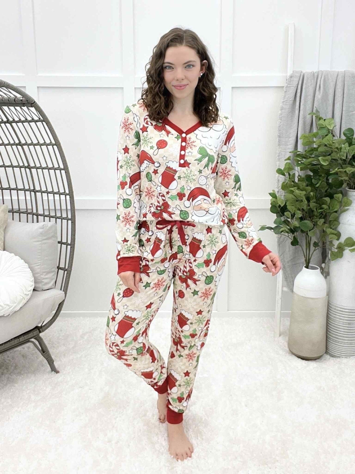 Long Sleeve Christmas Women Jogger PJ Set