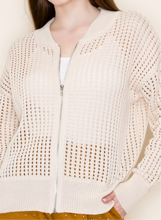 Cream Crochet Cardigan
