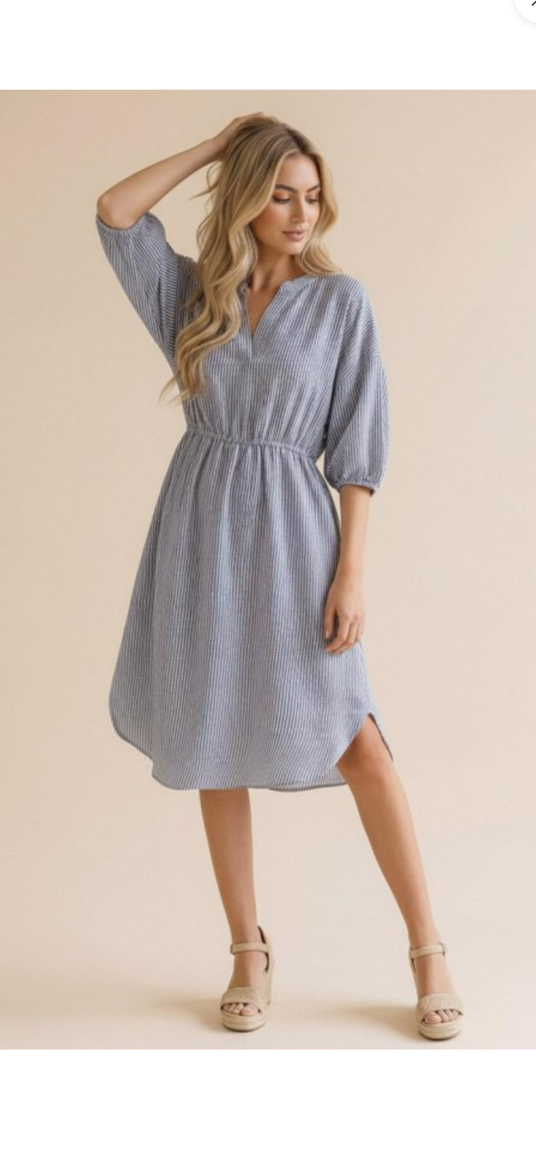 Blue Striped Dress with pockets