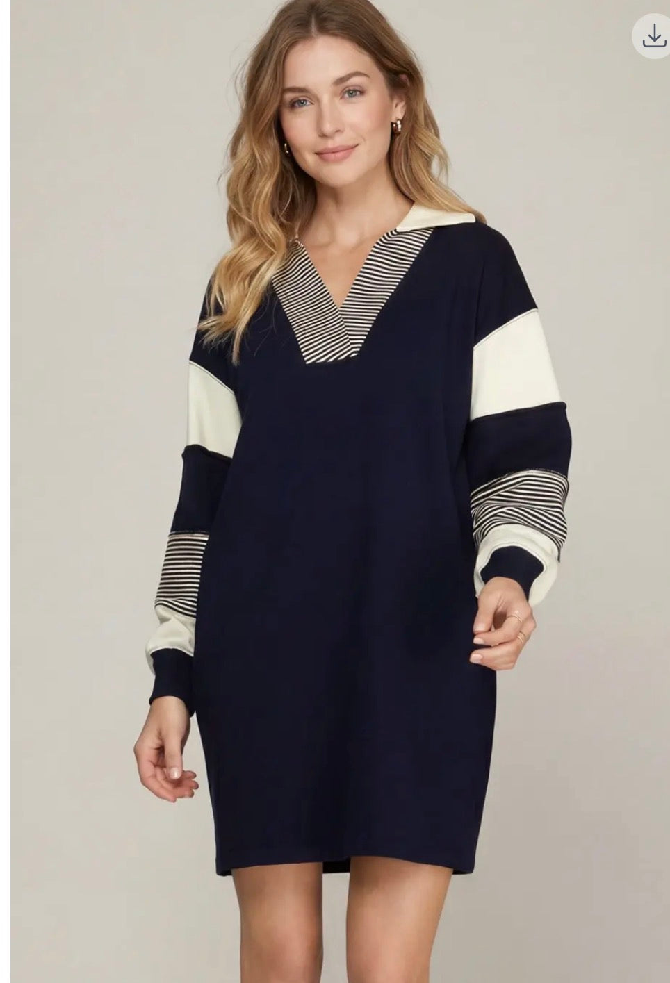 She+Sky French Terry Dress in Navy