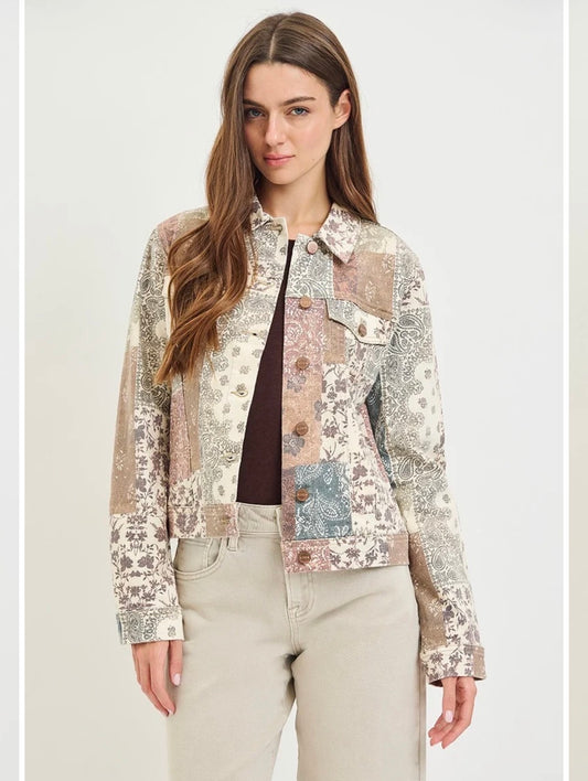 Patchwork Denim Jacket with stretch