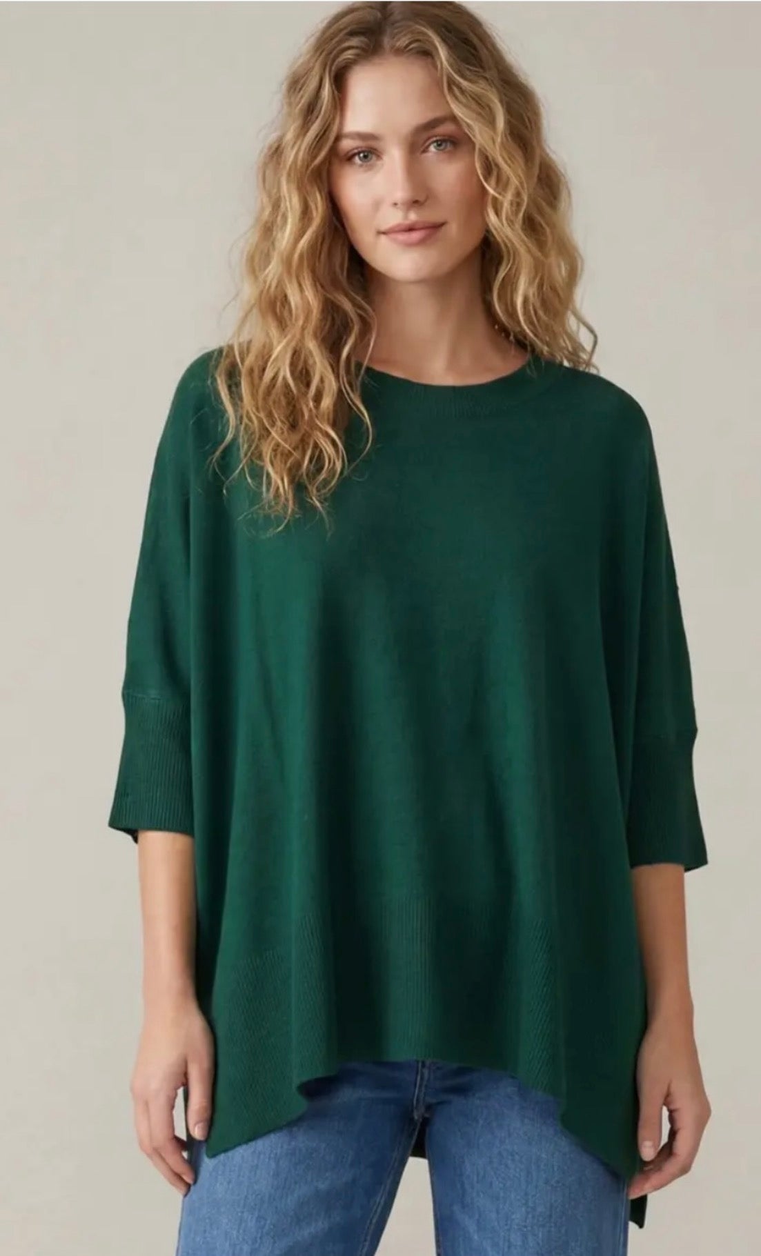 S+S Half Sleeves Oversized Sweater in Green