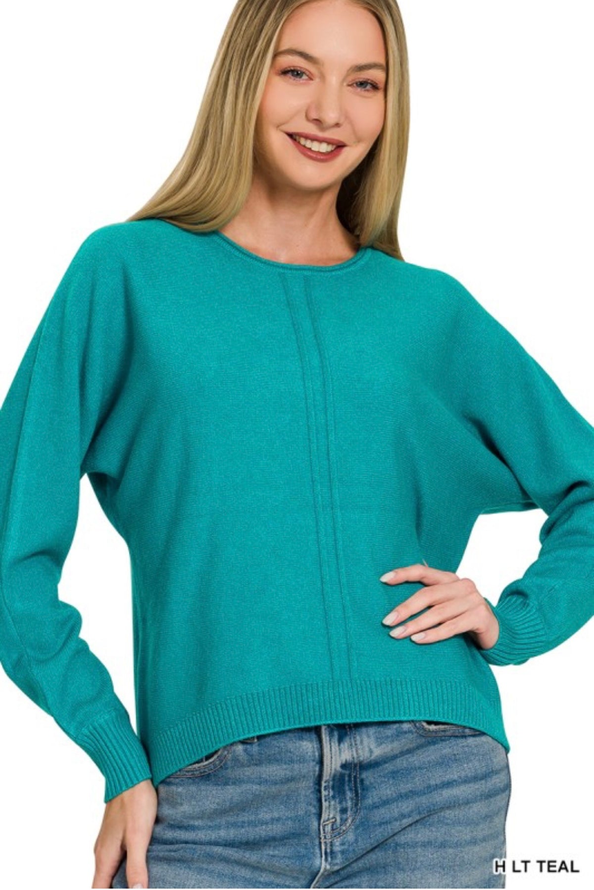 Front Seam Round Neck Sweater