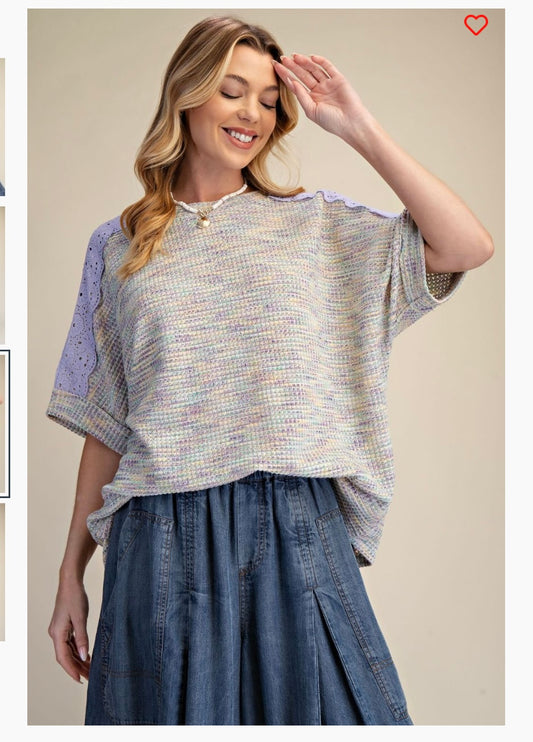 EYELET LACE DETAILING TOP