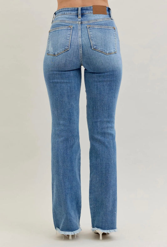 Judy Blue High Waist Destroy Fray Hem Bootcut Denim Jeans 82542 *FINAL SALE*