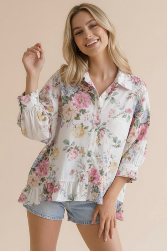 Button Down Floral Top