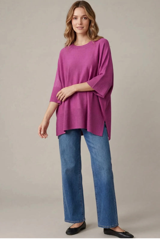 S+S Half Sleeved Oversized Sweater in Magenta